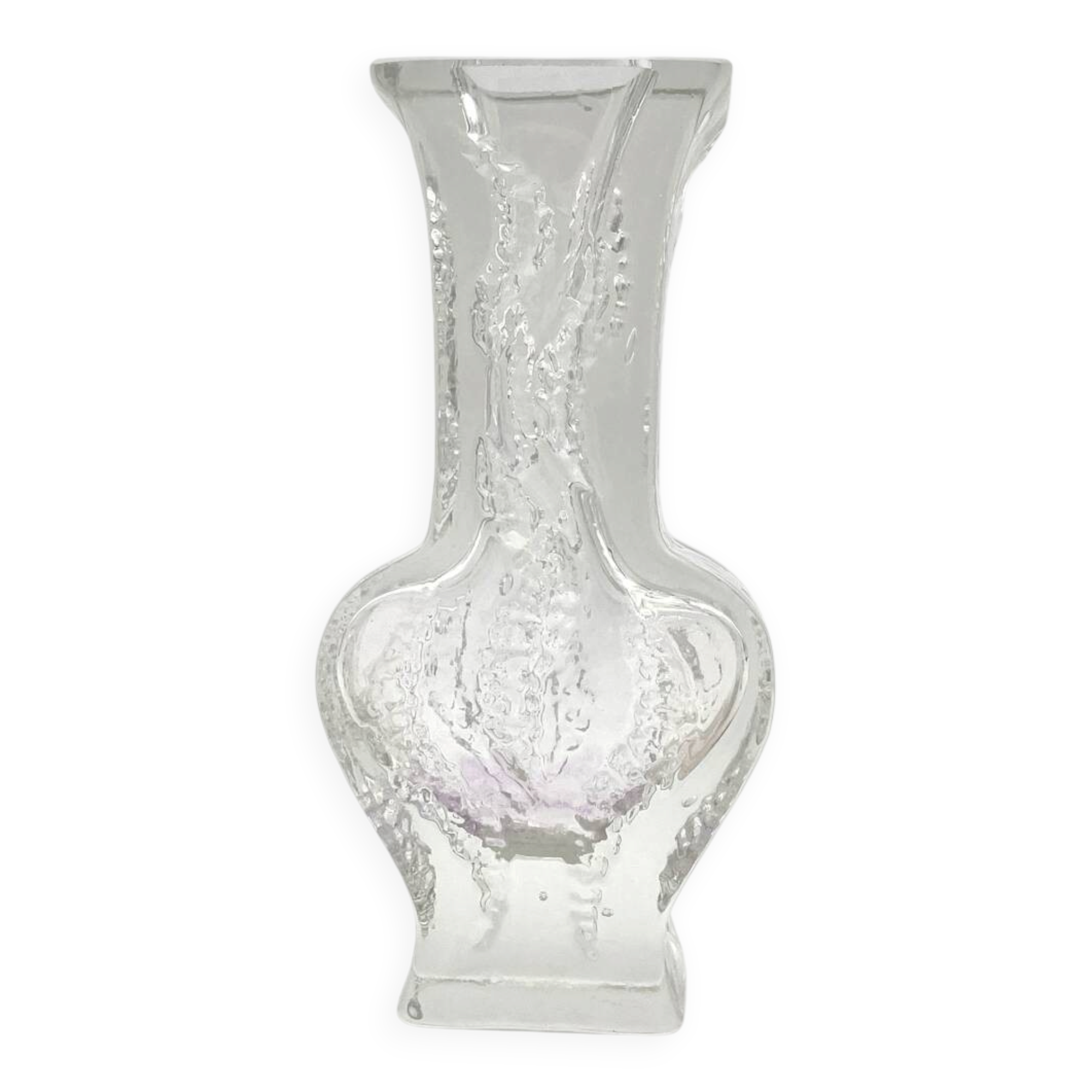 Brutalist Vase Ingrid Glashütte 3085 Transparent Glass 70s