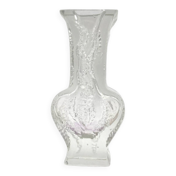 Vase Brutaliste Ingrid Glashütte 3085 Verre Transparent 70s