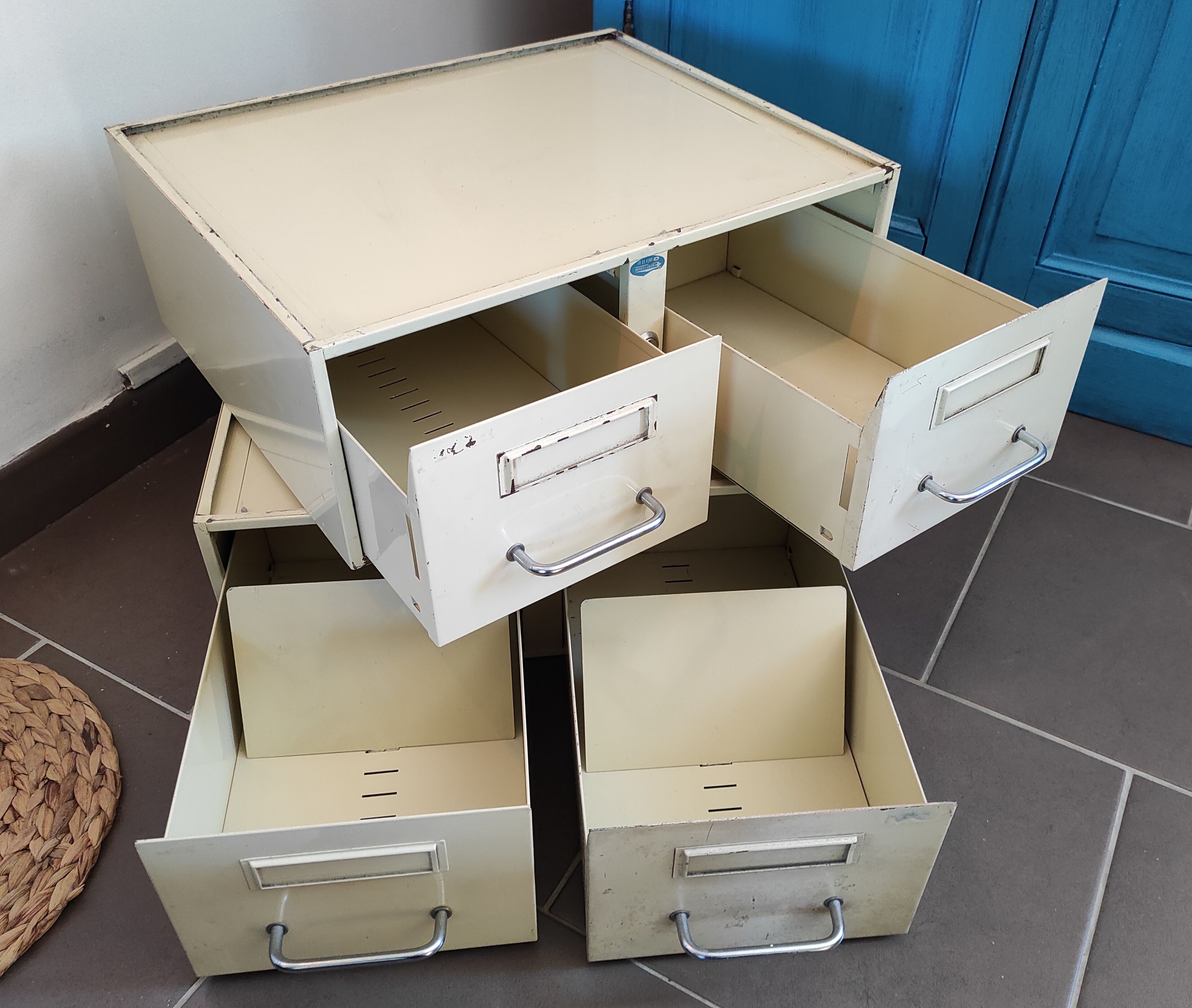 A metal box two drawers 1960