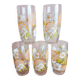 Set of 5 floral orangeade glasses
