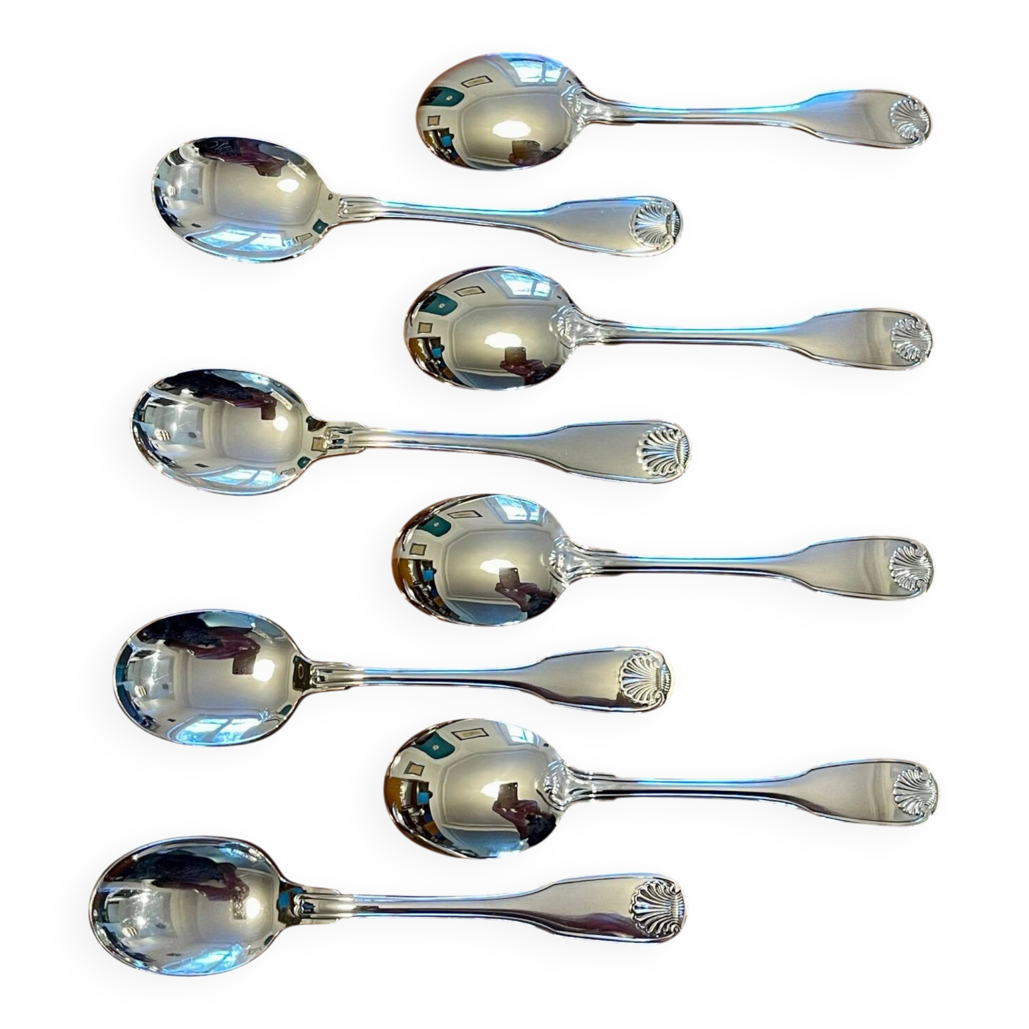 Christofle France Vendôme, 8 ice cream spoons in new condition.