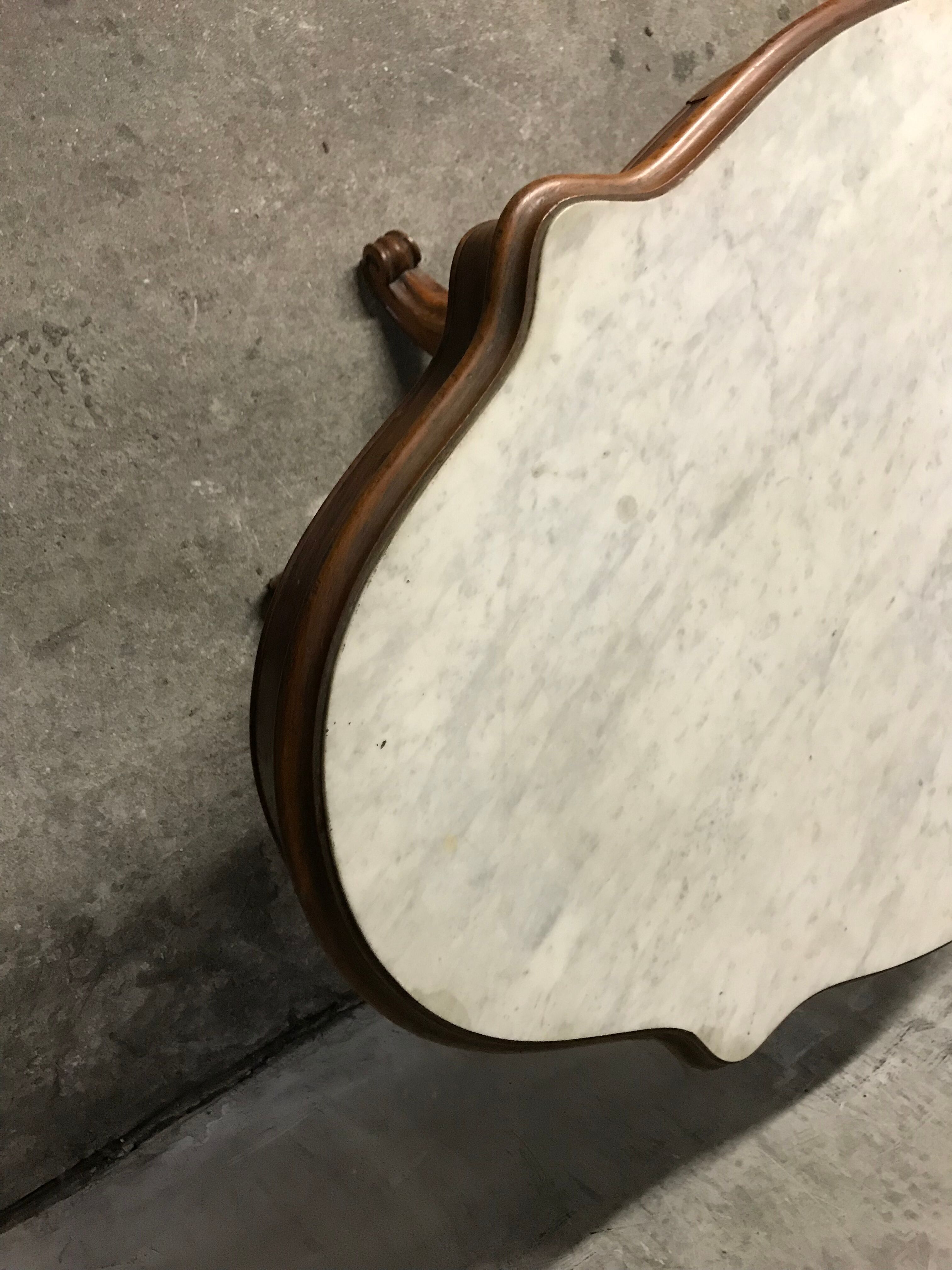 Side table Louis Philippe walnut and marble
