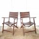Pair of folding wooden armchairs
