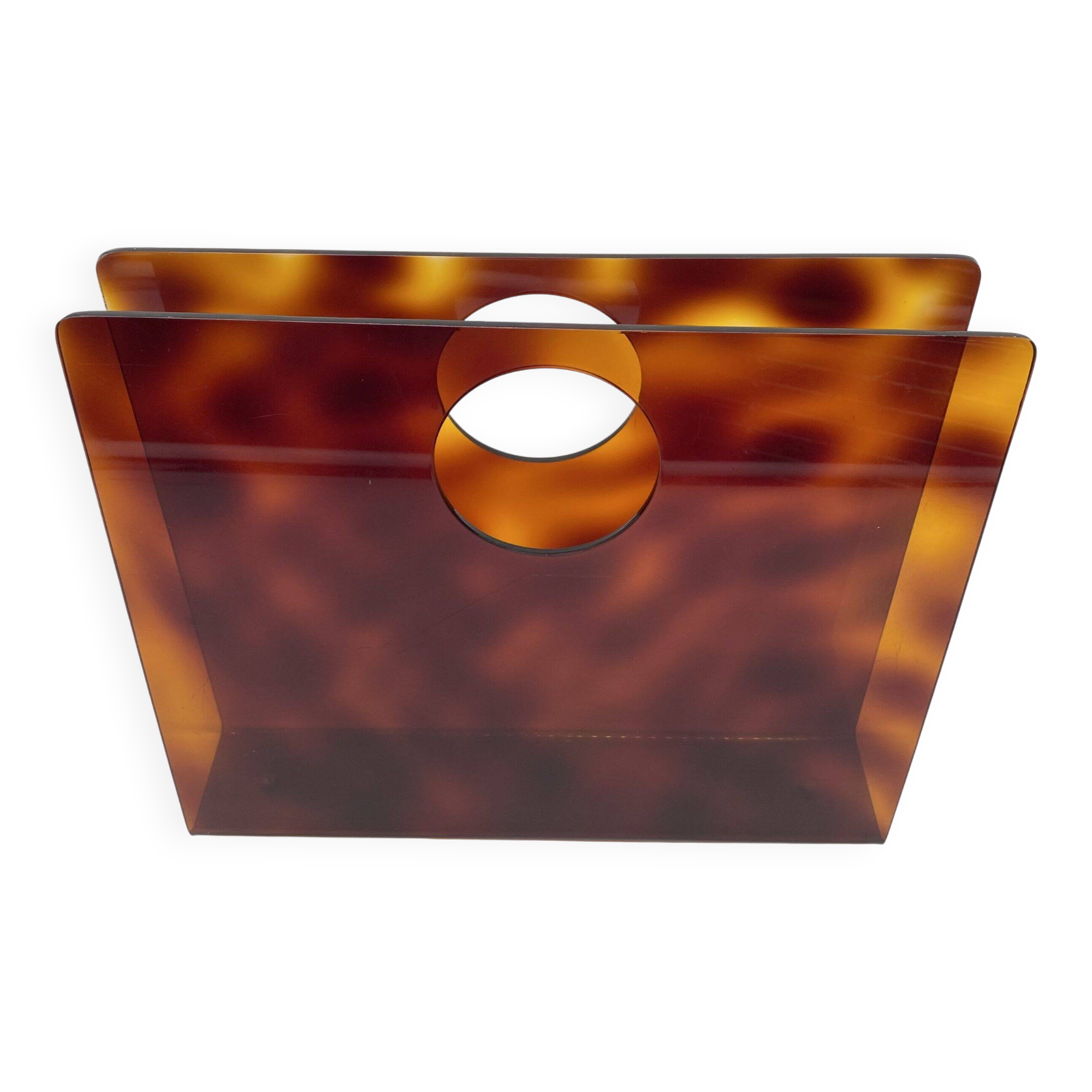 Lucite magazine rack "tortoiseshell", 1970s