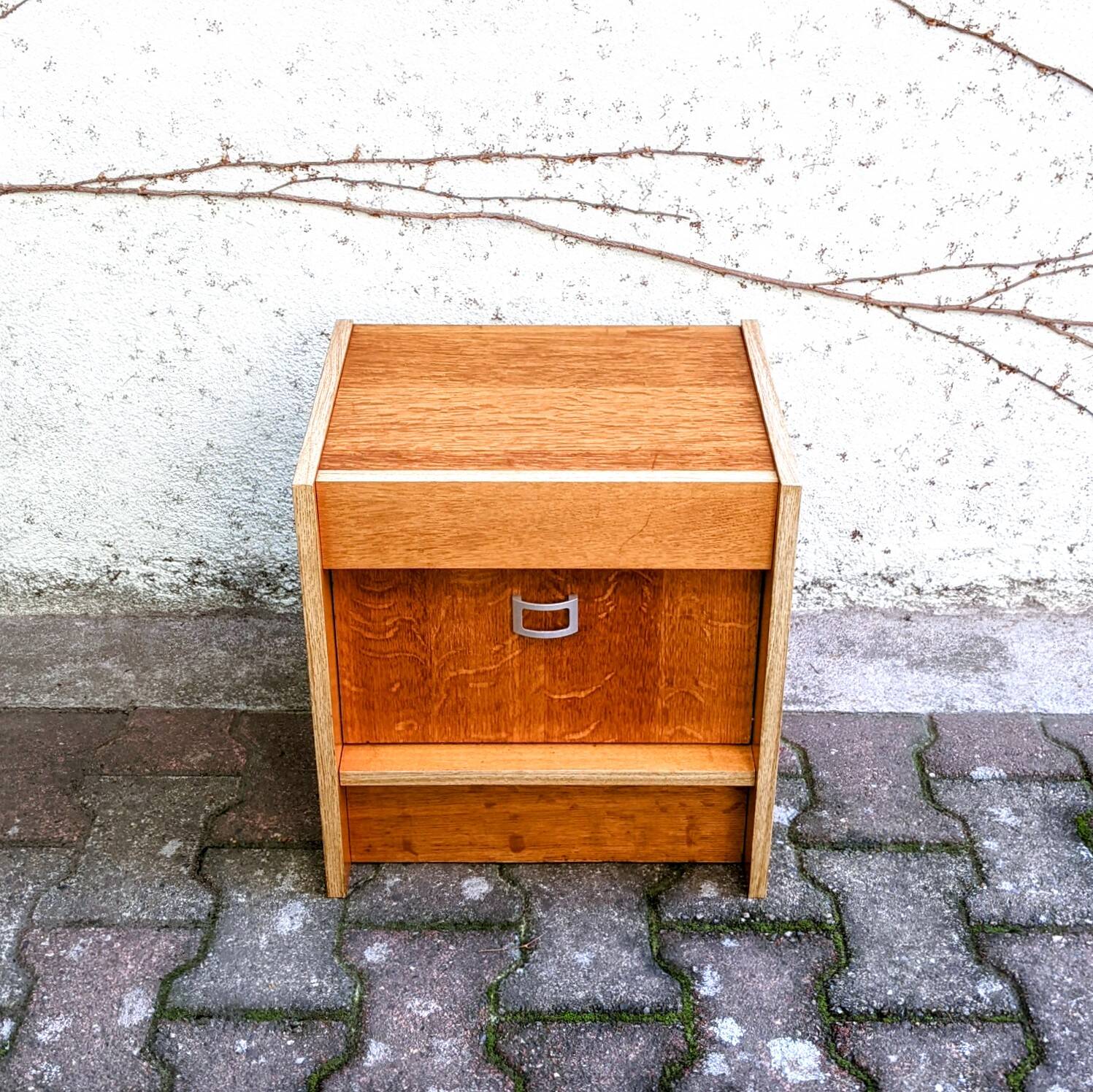 Golden oak bedside table from the 70s