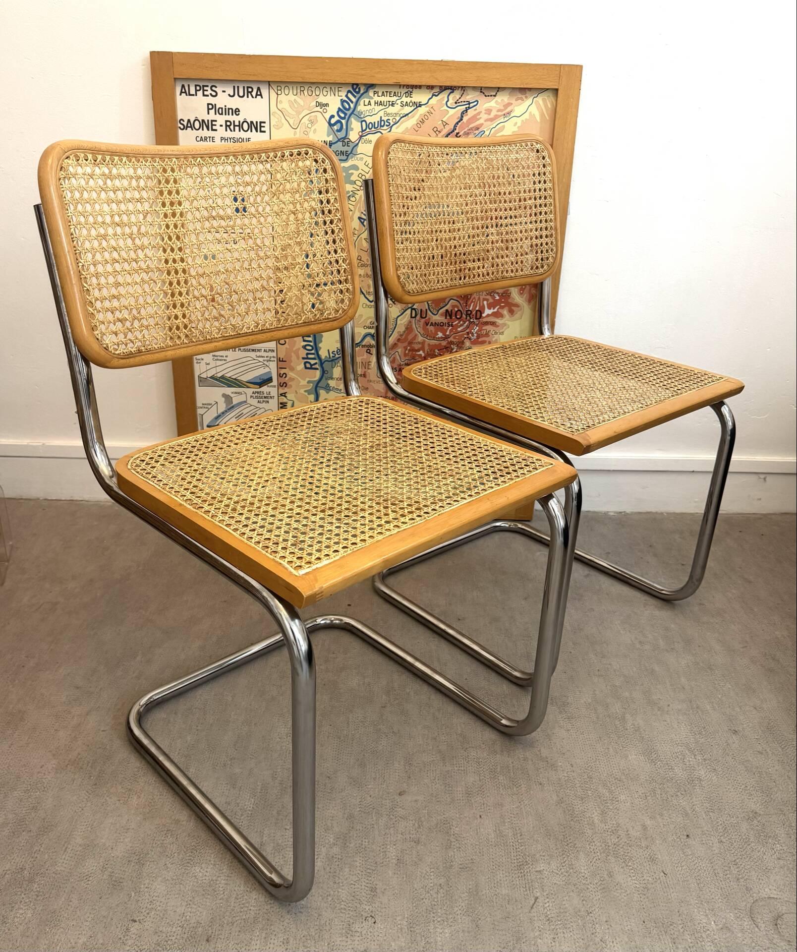 Pair of Marcel Breuer Cesca B32 chairs Made in Italy