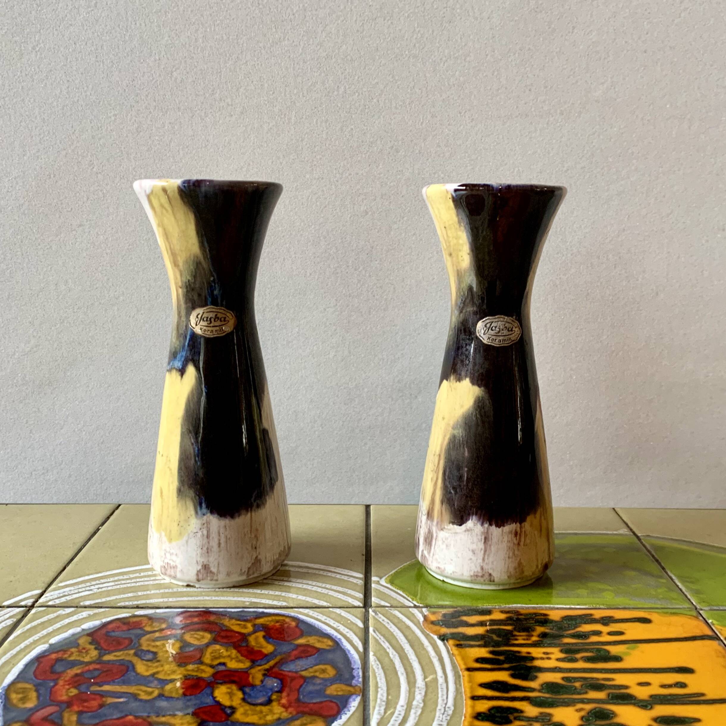 Pair of vintage Jasba Keramik diabolo vases - West Germany 602/19