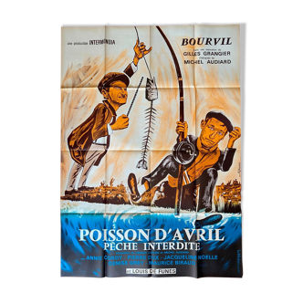 Affiche "Poisson d'avril" gilles grangier, louis de funes, 120x160cm