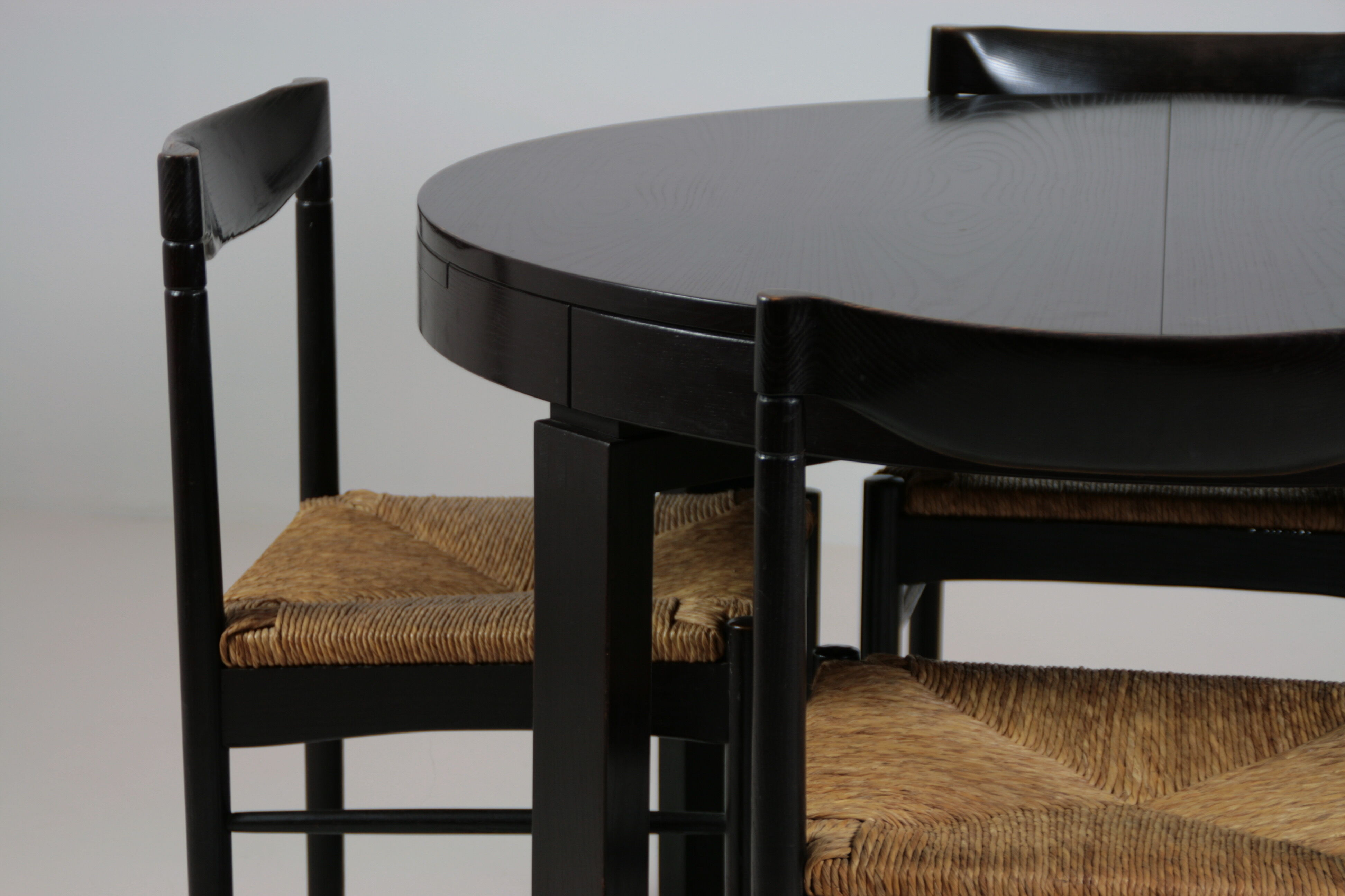 Vintage black lacquered dining set, Italy 1970s