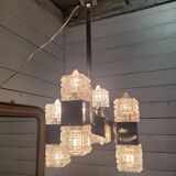 Chrome and glass pendant chandelier by Sciolari, Italy, 1960s