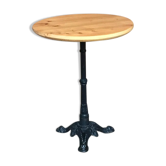 Round Bistro table massif wood black cast iron foot