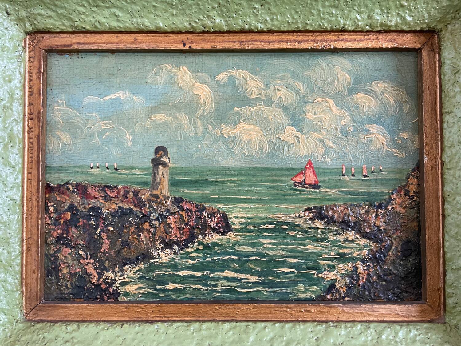 Old painting, seaport