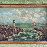 Old painting, seaport