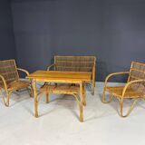 Ensemble de sièges en rotin Art déco, Europe centrale, années 1930-1940