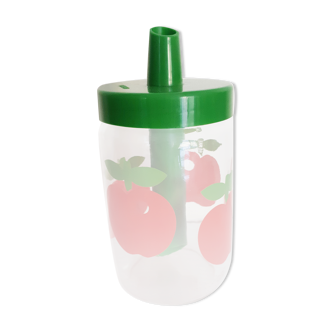 Henkel jar pourer for sugar, red and green, vintage French