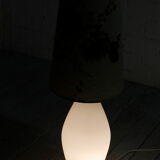 Glass floor lamp with floral shade, 1960s