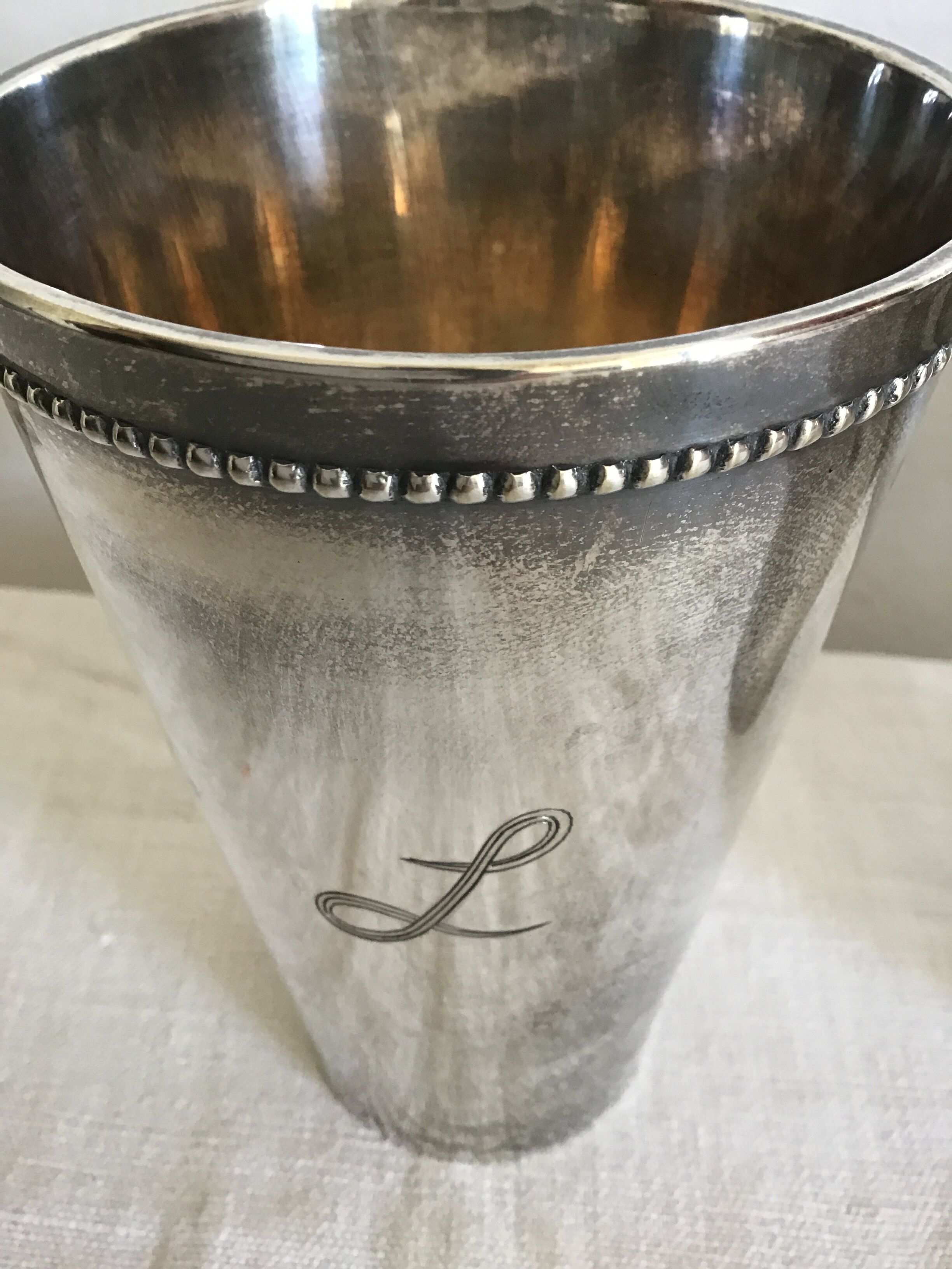 4 'love' metal vases