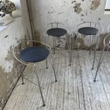 Set of 5 “silver moon” high stools Pascal Mourgue