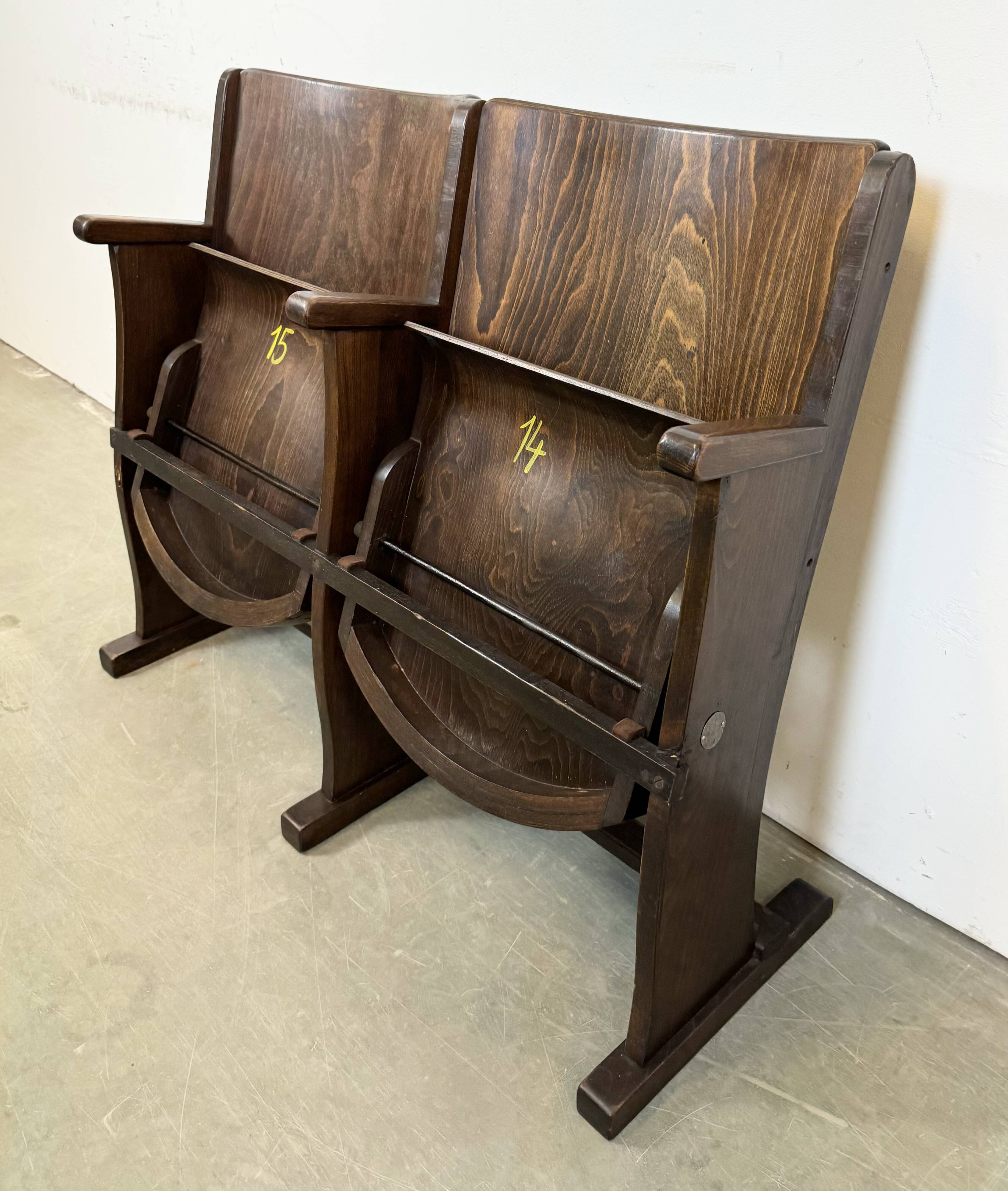 Vintage Two-Seat Cinema Bench from TON, 1960s