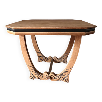 Art Deco dining table in raw wood