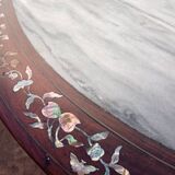 19th century Asian pedestal table with mother-of-pearl and brass inlay