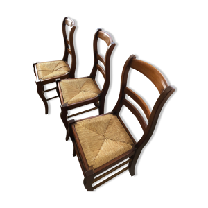 3 chaises Louis-philippe en hêtre massif