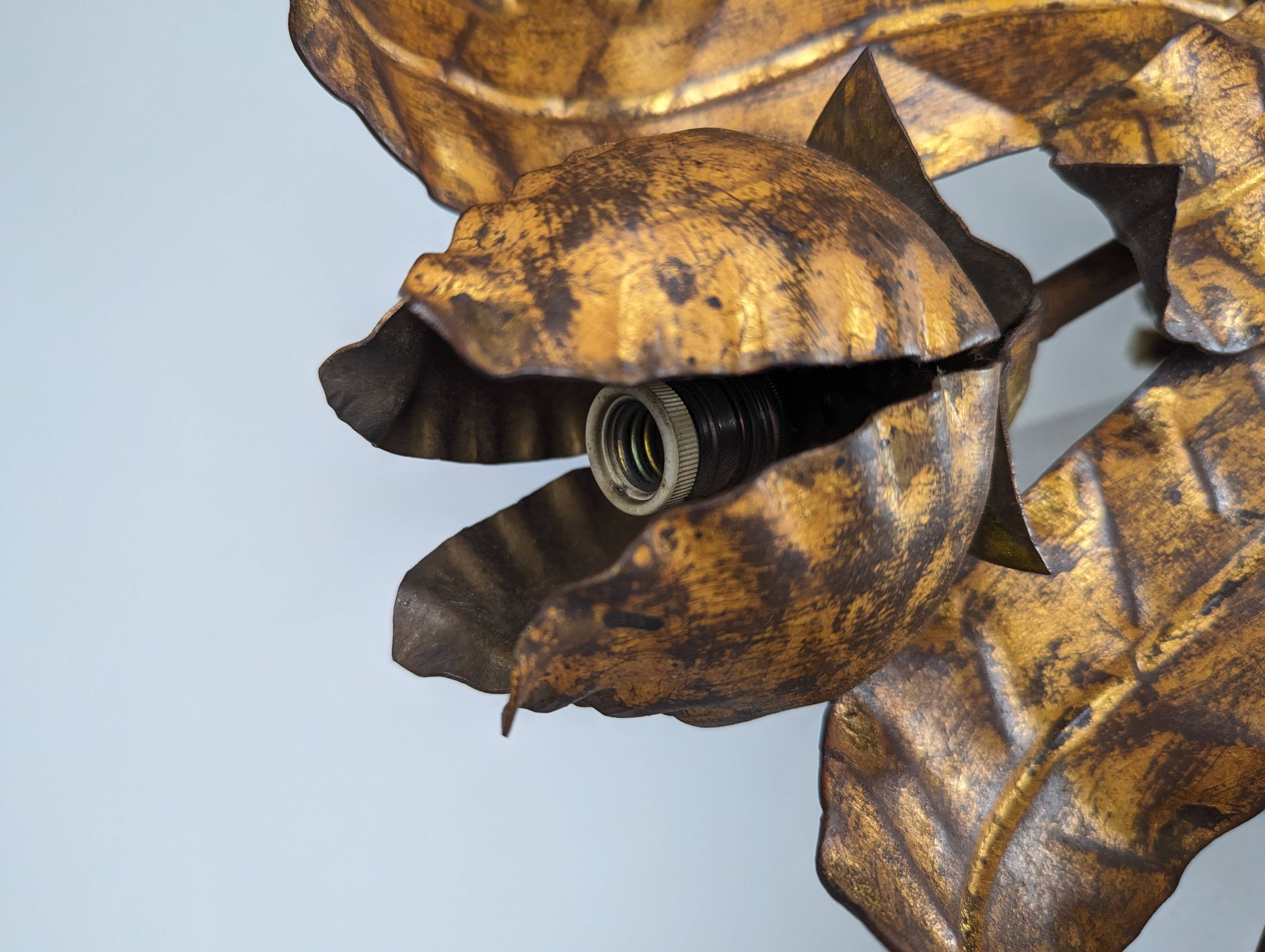 Large gilt floral sunurst lamp 1950s