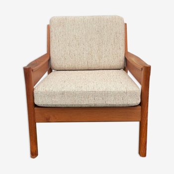 Danish armchair of the 60s in wood and wool of the brand Dyrlund