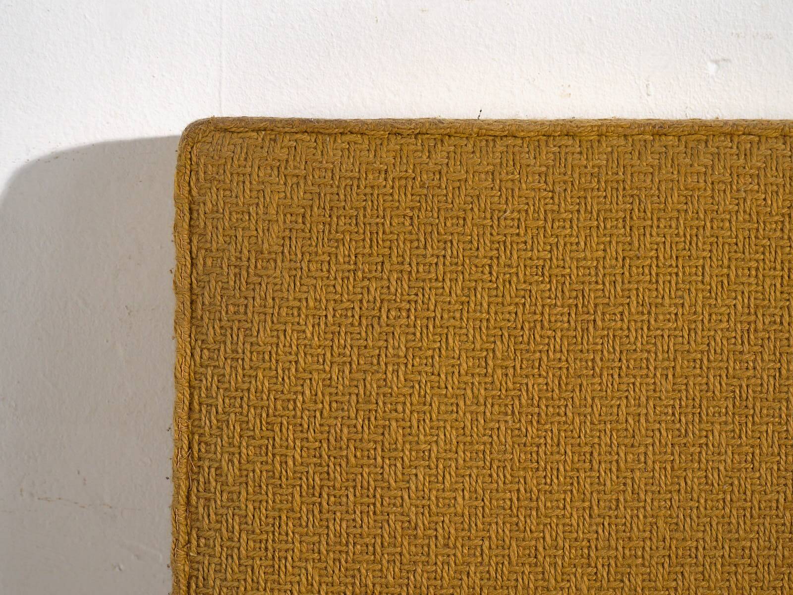 2 armchairs in wood and ochre fabric, 1950