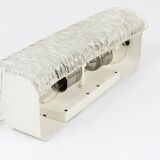 Wall-mounted mirror sconce by J.T. Kalmar, brass and textured glass, Austria, 1950s.