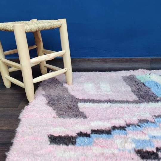Vintage Berber carpet pink boujad 150 X 240 cm