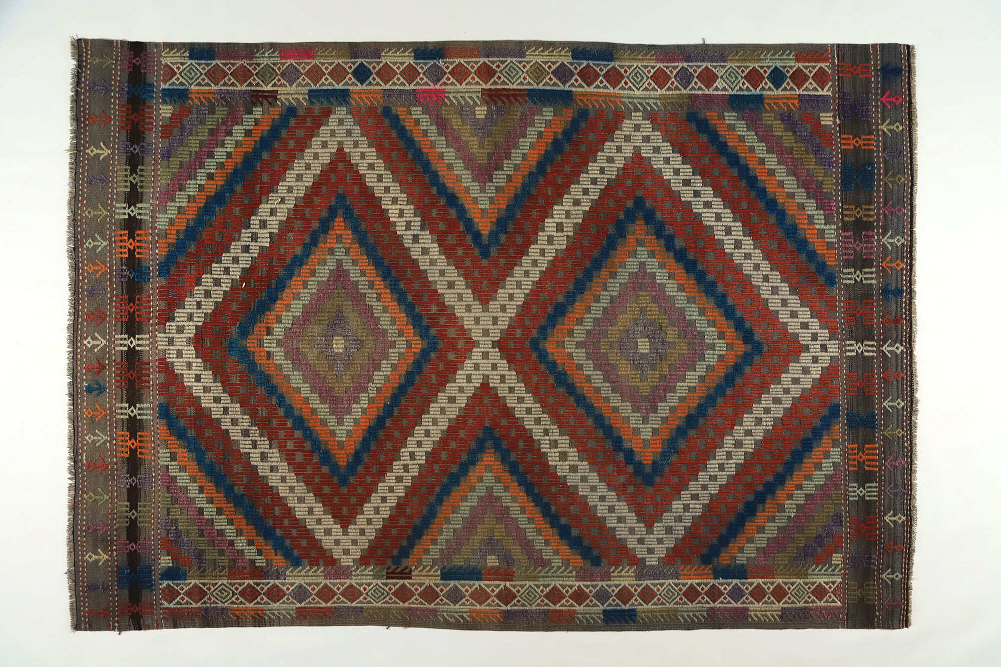 Anatolian handmade kilim rug 260 cm x 183 cm