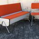 Bench chest and chair Skaï vintage orange 60s/70s