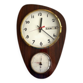 Vintage 1960s wall clock with thermometer and date