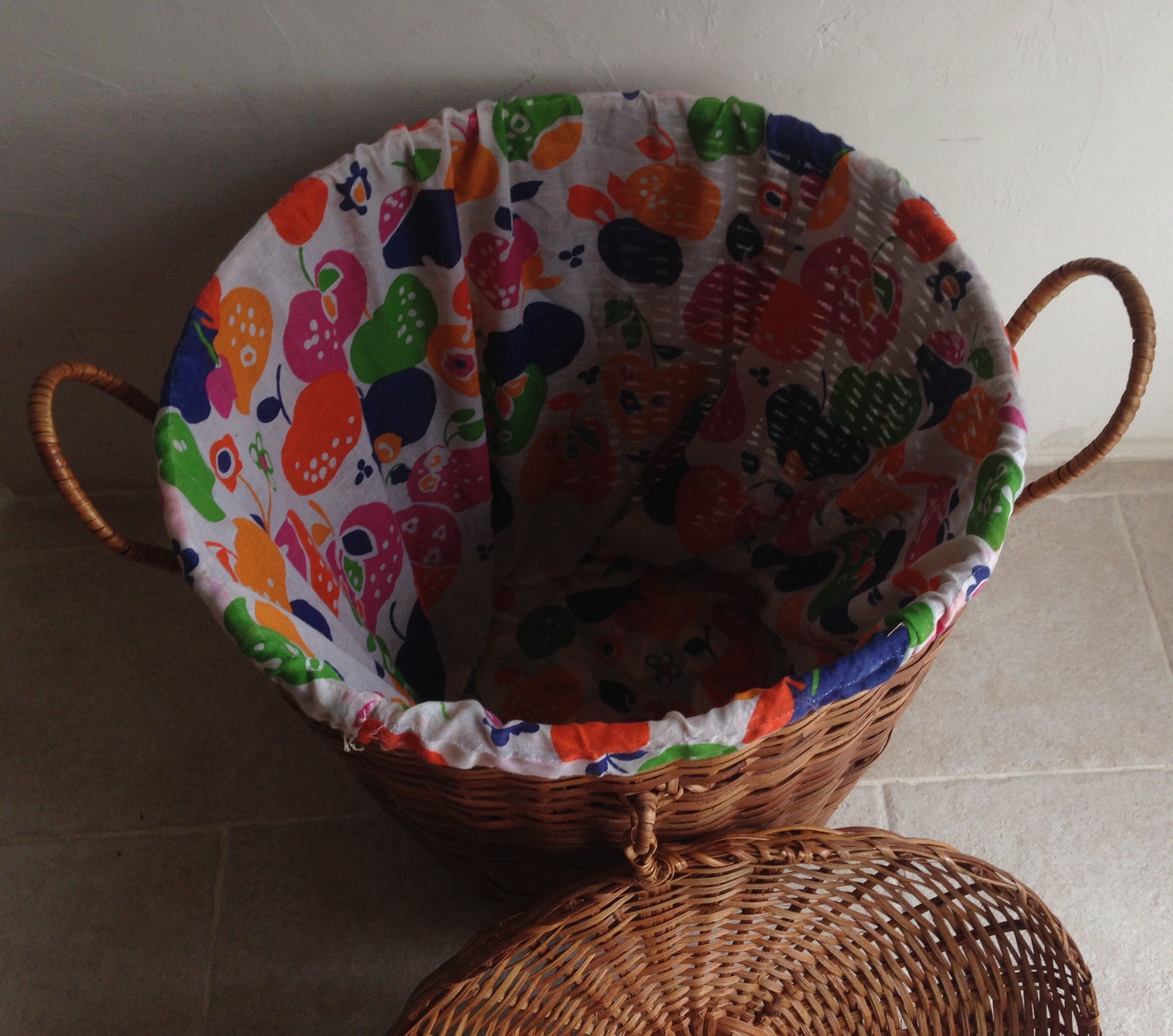 Vintage wicker laundry basket