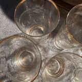 9 art-deco glasses in engraved crystal with gold trim