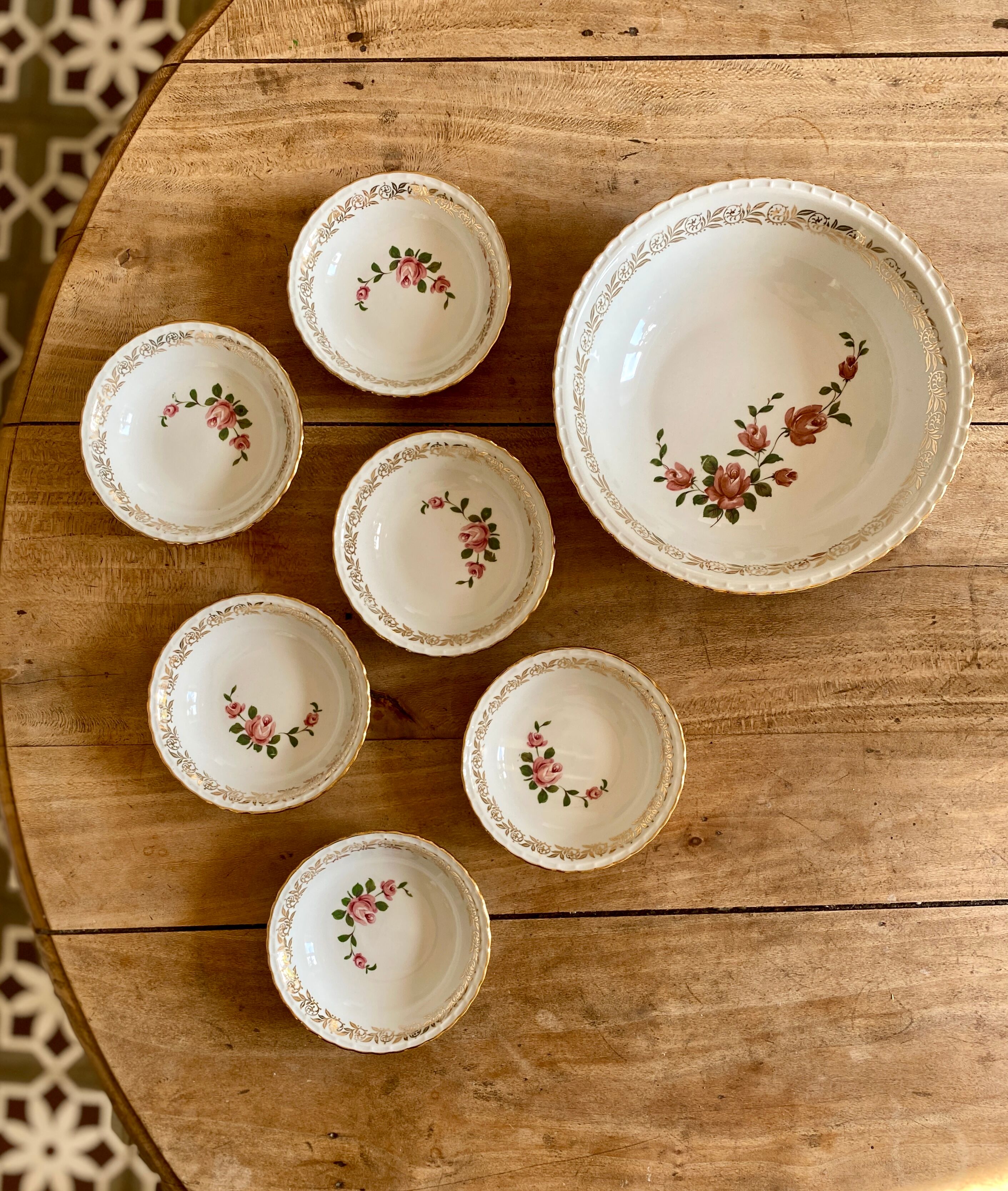 Dessert service or fruit salad in French porcelain