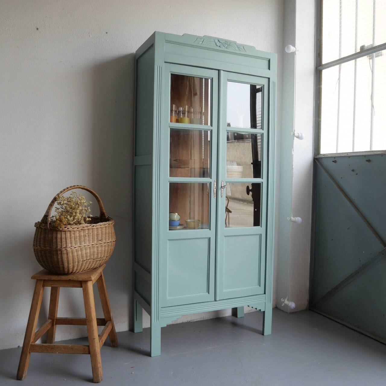 Renovated antique display cabinet