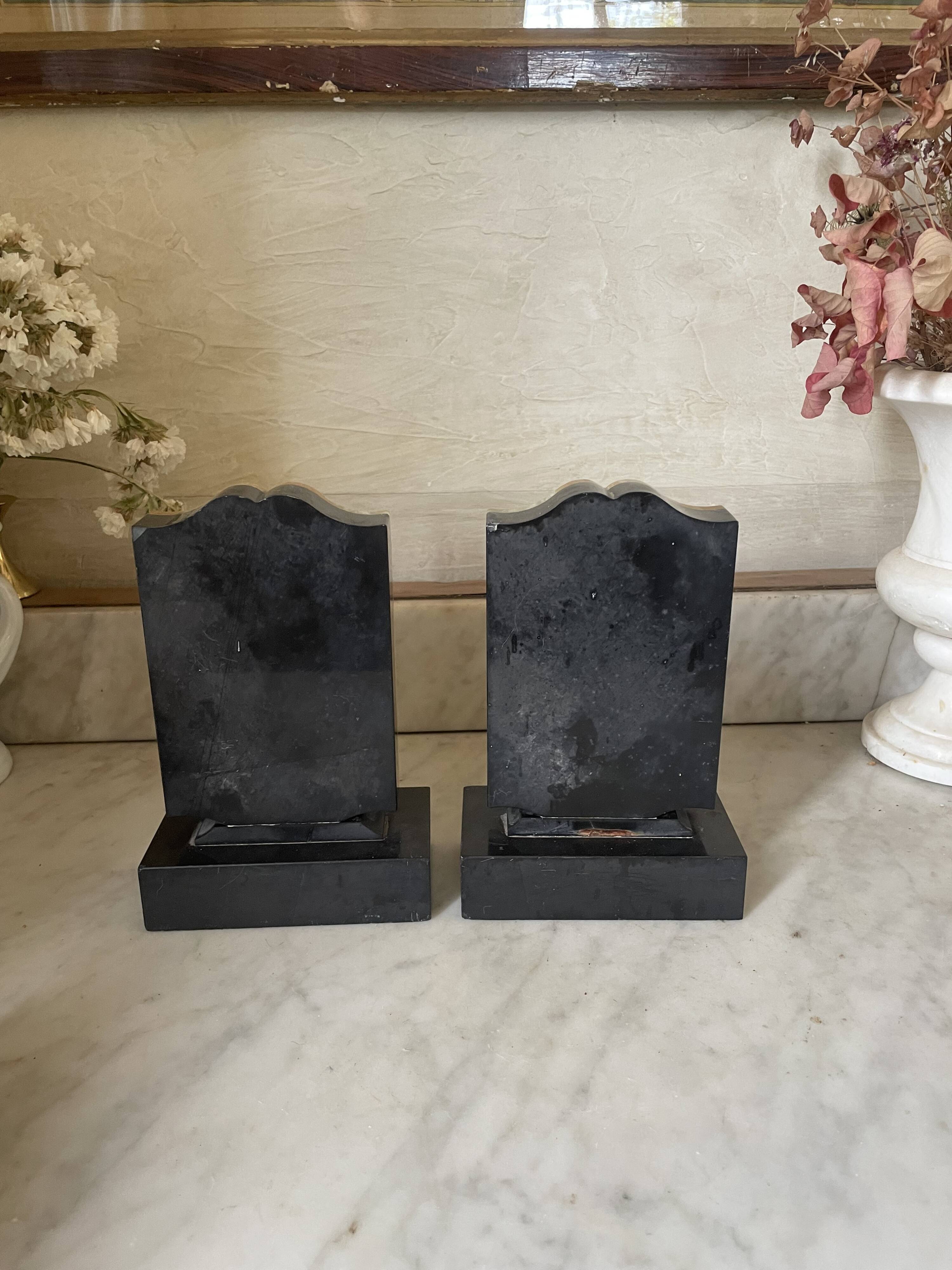 Art Deco onyx and marble bookends