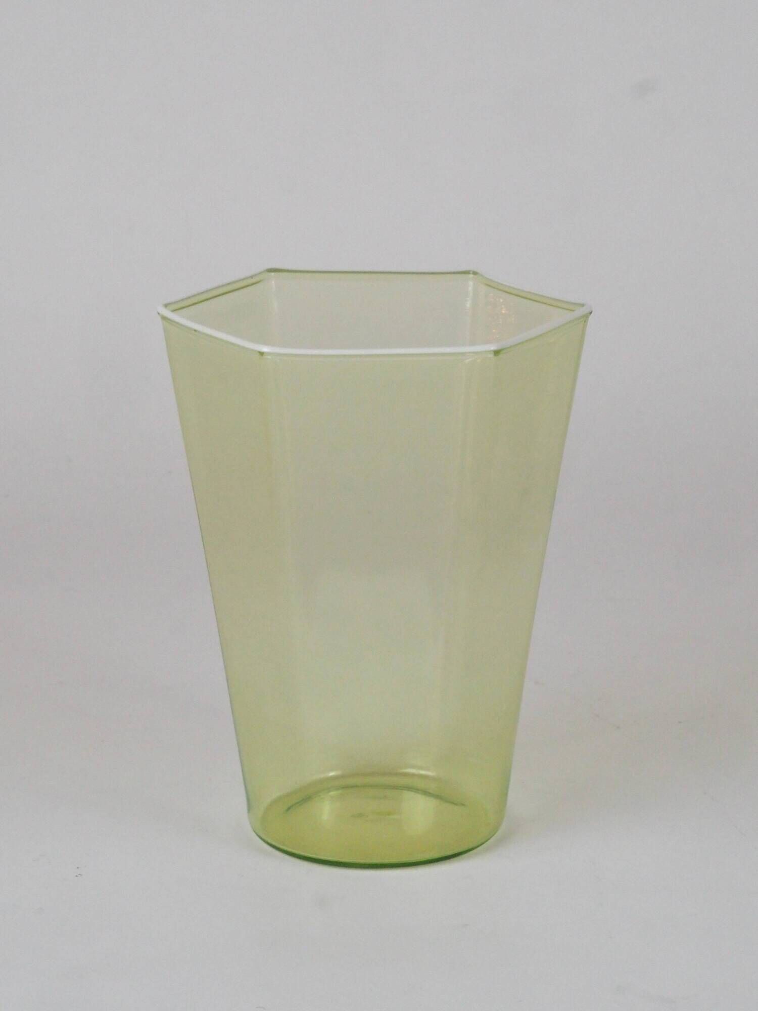 Set of six hexagonal Murano glass glasses handmade by Carlo Scarpa.