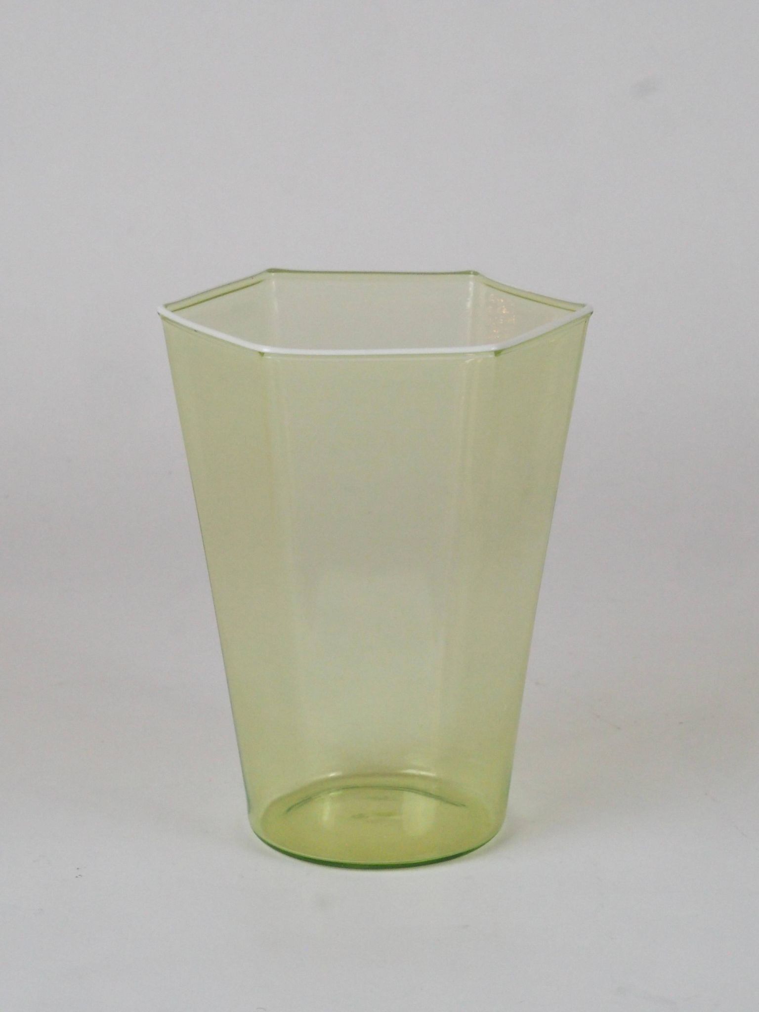 Set of six hexagonal Murano glass glasses handmade by Carlo Scarpa.