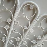 Peacock headboard white wicker