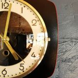 Vintage formica clock silent wall pendulum 60s "Black red"