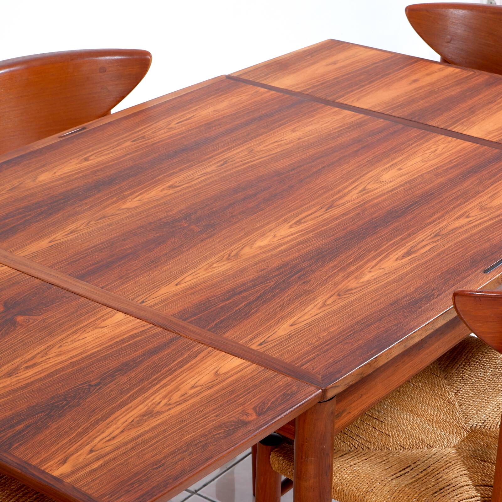 Rosewood / leather dining / gaming table by Poul Hundevad