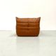 Togo lounge chair in dark cognac leather attributed to Michel Ducaroy for Ligne Roset