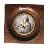 Miniature oil on ivory: Young reader