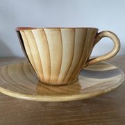 Ensemble tasse et sous tasse imitation bois