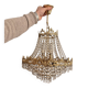Antique Balloon Chandelier in Gilded Brass, Empire Style, 4 Lights