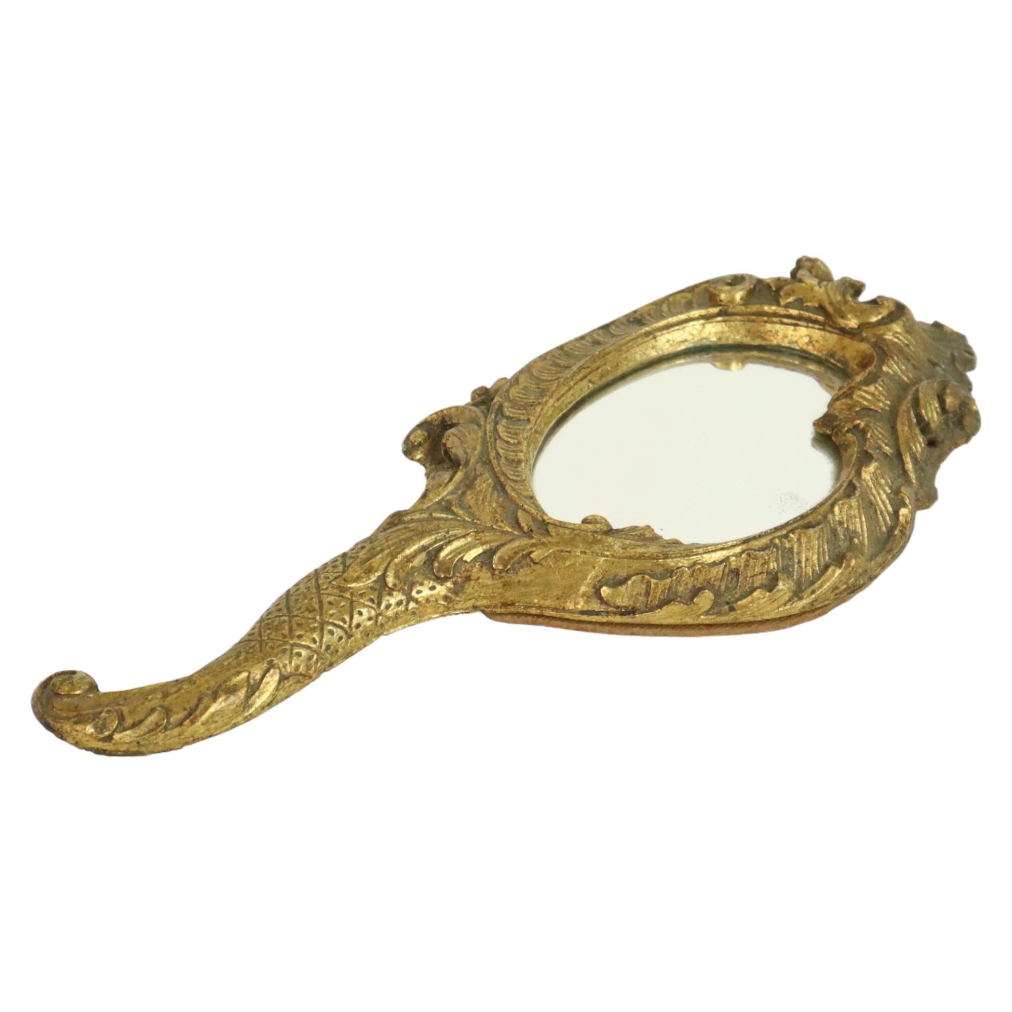 Old Gold Hand Mirror Make Up Mirror Classic Baroque Style