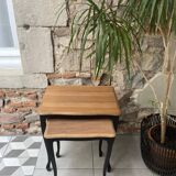 Duo black and wood nesting tables